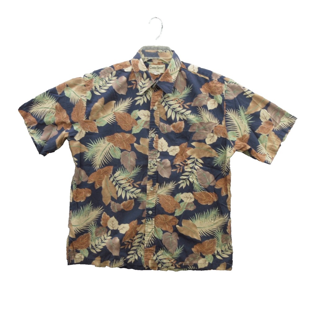 Cooke Street Mens Shirt Large Classic Hawaiian Short Sleeve Floral 100% Cotton